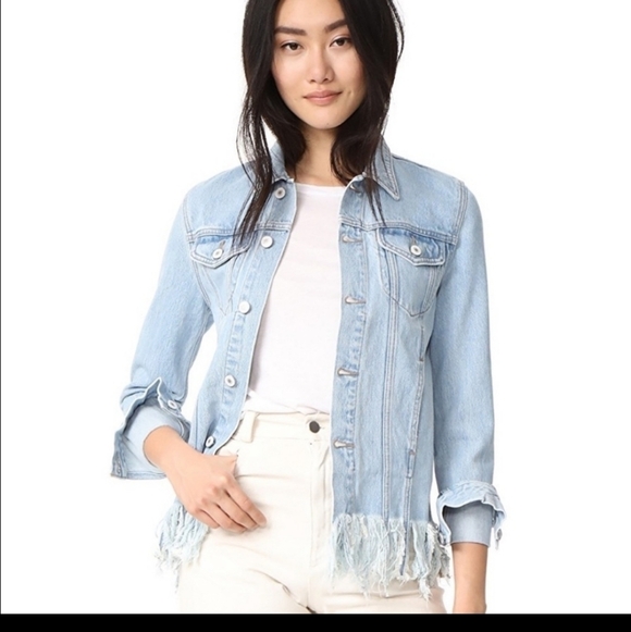 Tularosa Sz S Tamsen Distressed Denim Jacket Fray Fringe Barbados Light Wash - Picture 10 of 10